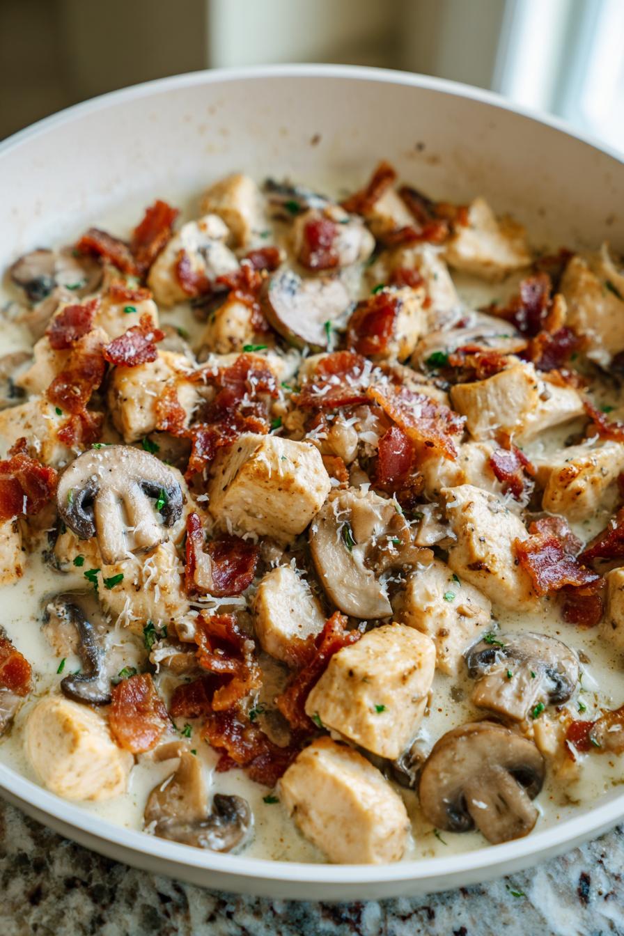 creamy bacon mushroom chicken skillet recipe - detail 1