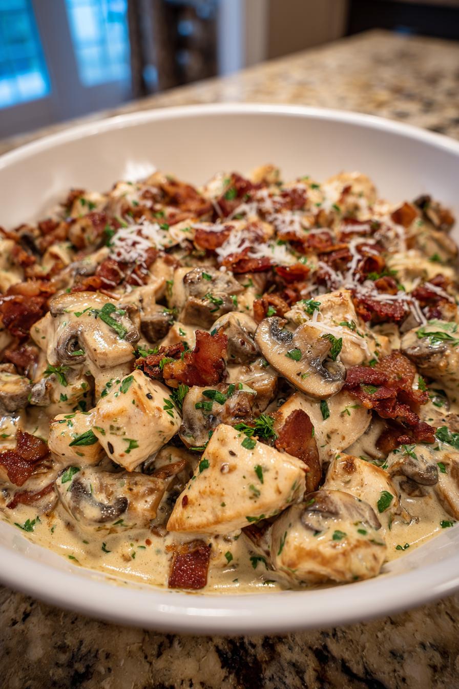 creamy bacon mushroom chicken skillet recipe - detail 2