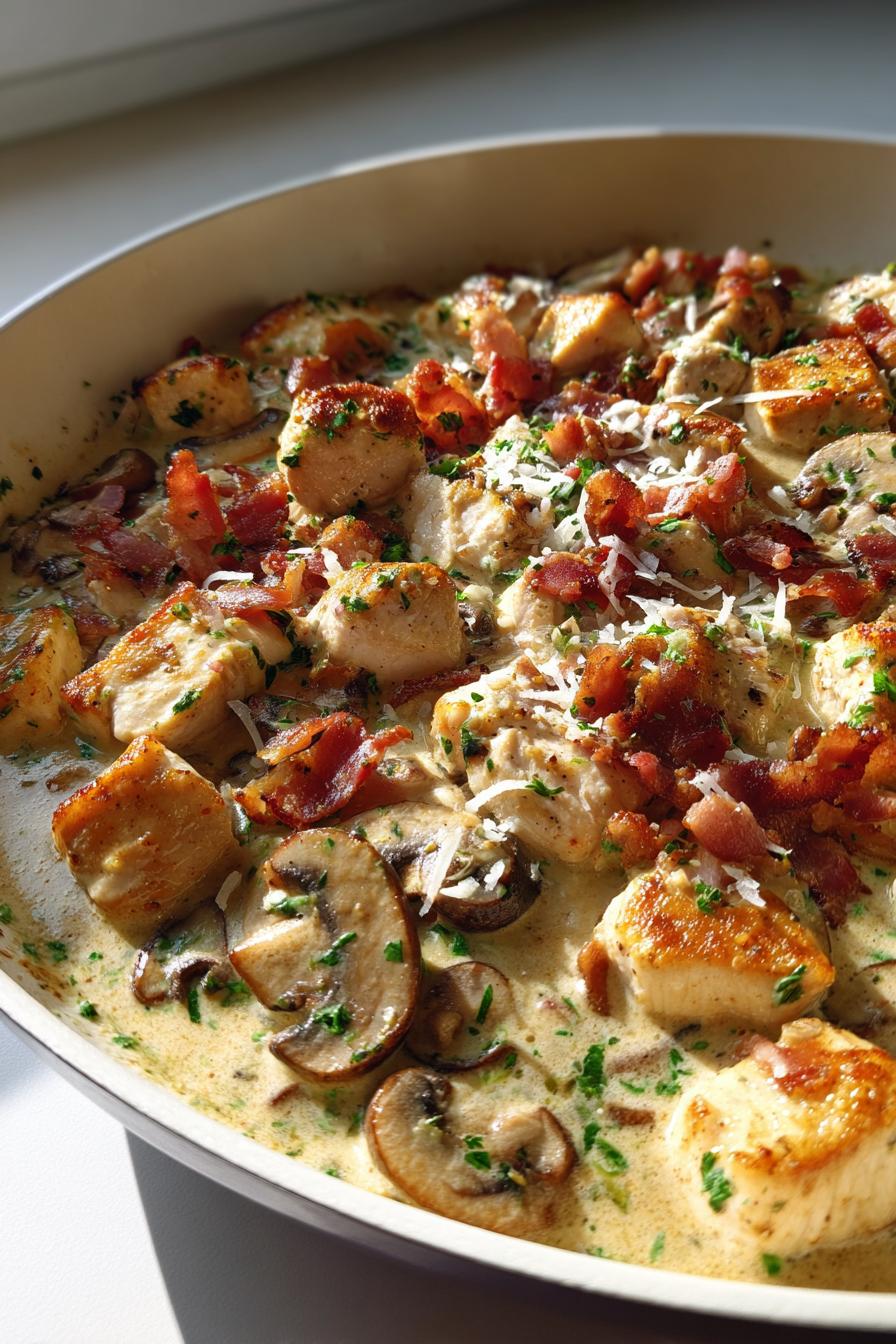 creamy bacon mushroom chicken skillet recipe