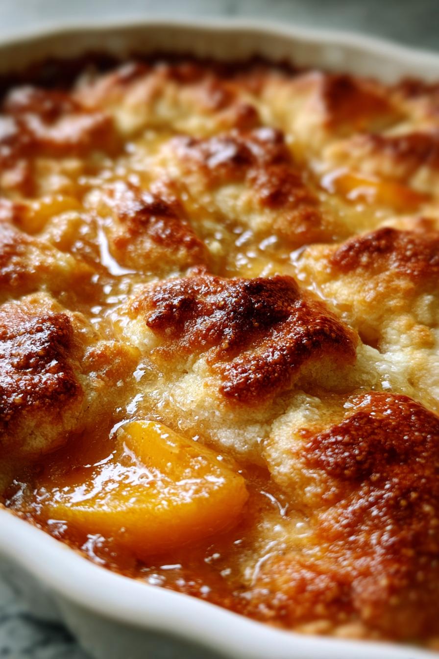 peach cobbler with canned peaches - detail 1